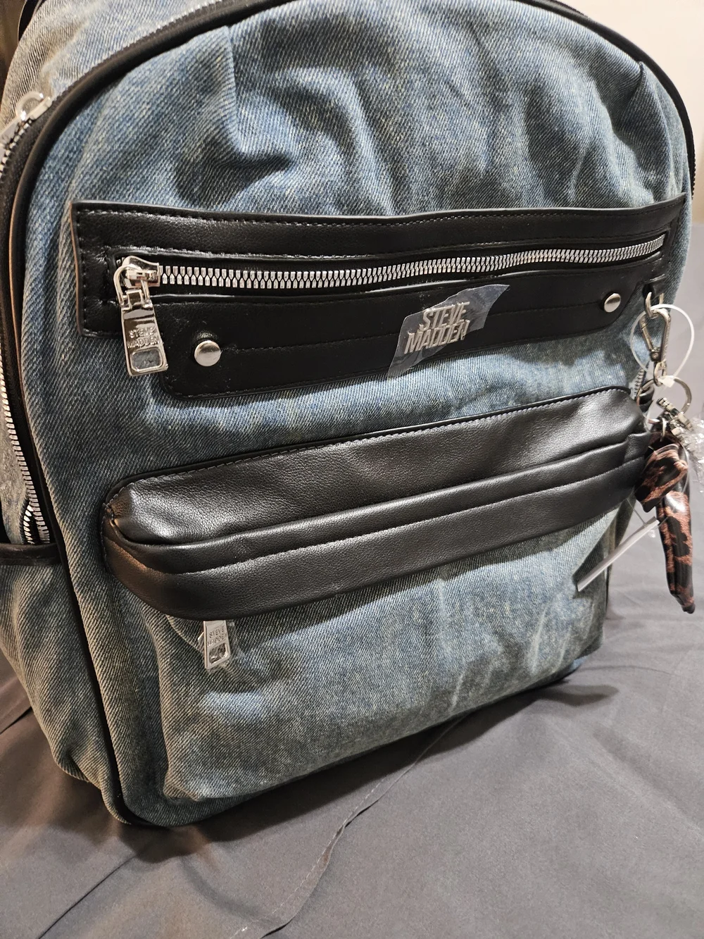 Steve Madden Denim and Black  Backpack LARGE